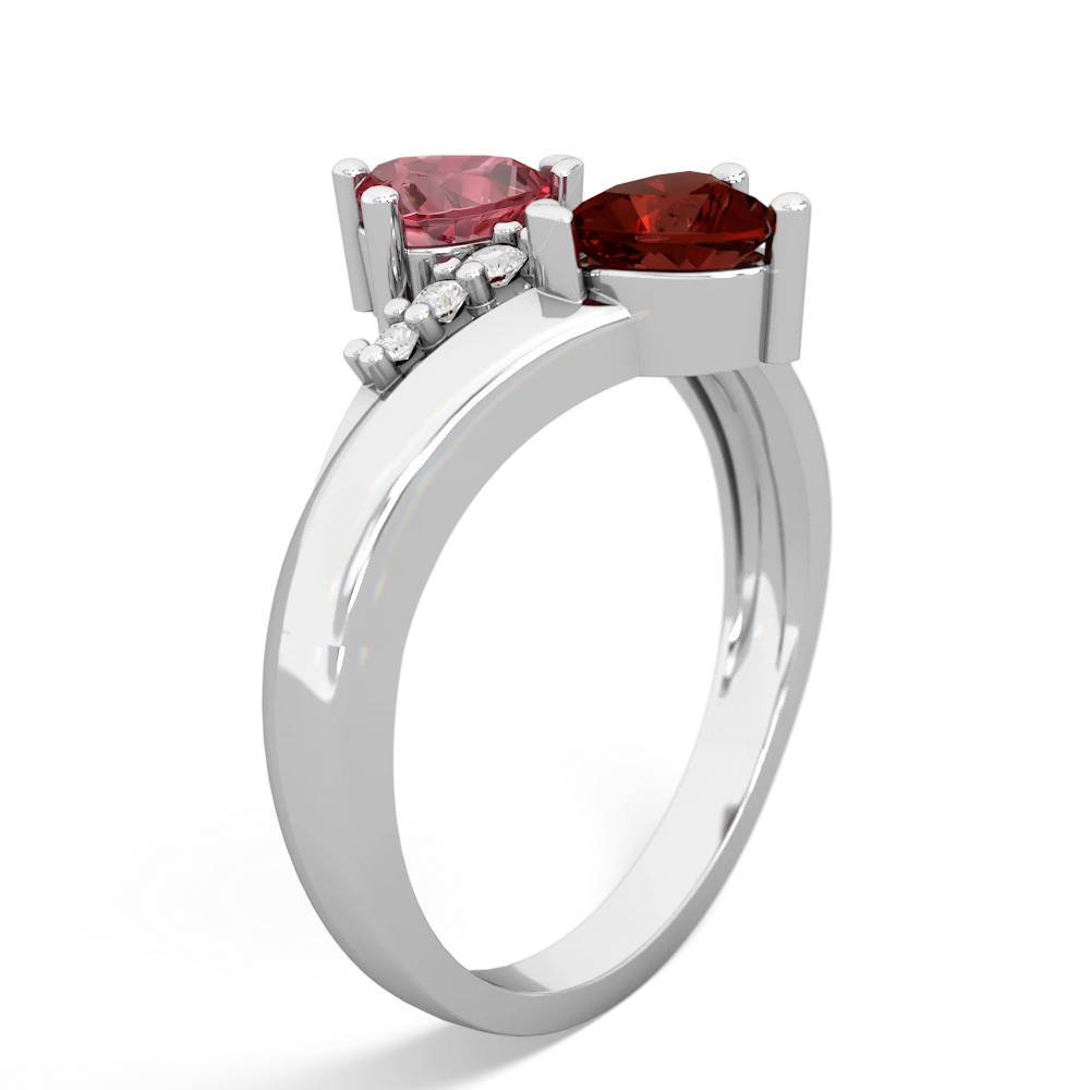 Pink Tourmaline Heart To Heart 14K White Gold ring R2064