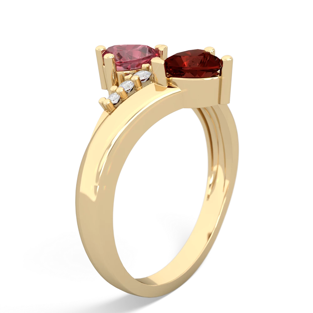 Pink Tourmaline Heart To Heart 14K Yellow Gold ring R2064