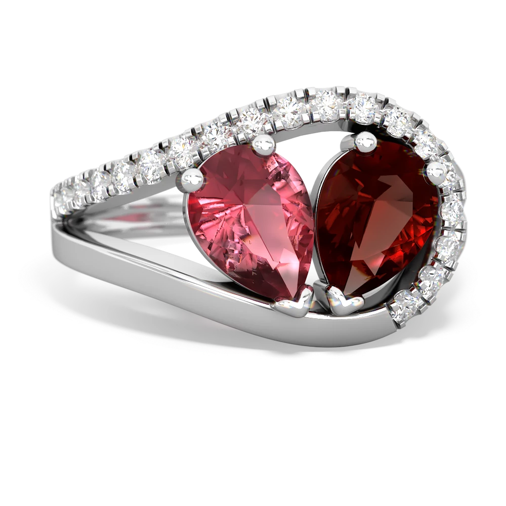 Pink Tourmaline Nestled Heart Keepsake 14K White Gold ring R5650