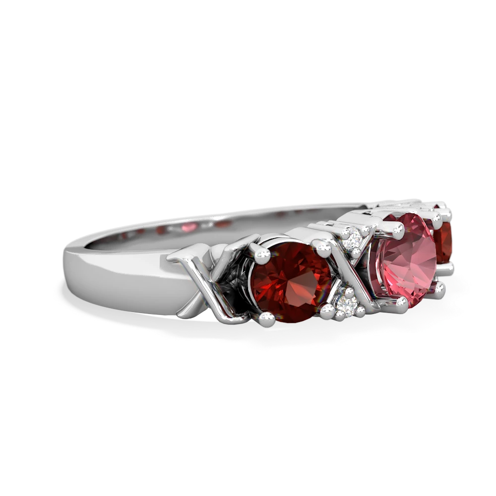 Pink Tourmaline Hugs And Kisses 14K White Gold ring R5016