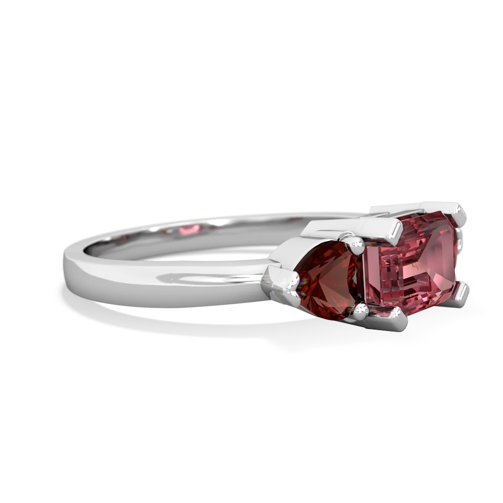 Pink Tourmaline Three Stone 14K White Gold ring R5235