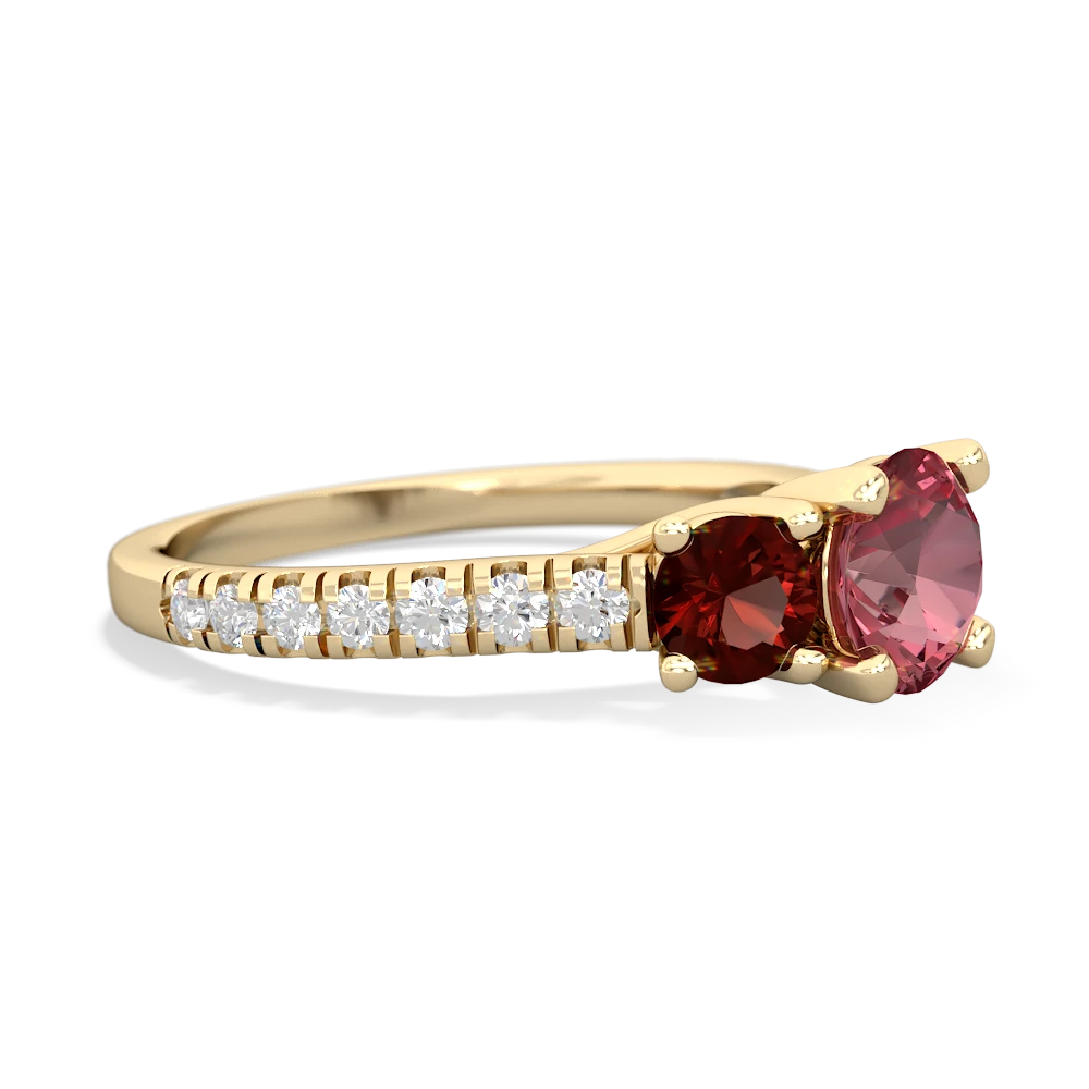 Pink Tourmaline Pave Trellis 14K Yellow Gold ring R5500