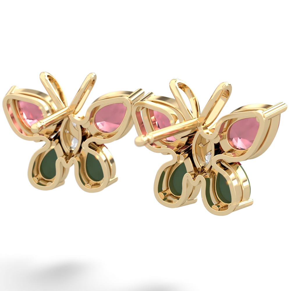 Pink Tourmaline Butterfly 14K Yellow Gold earrings E2215