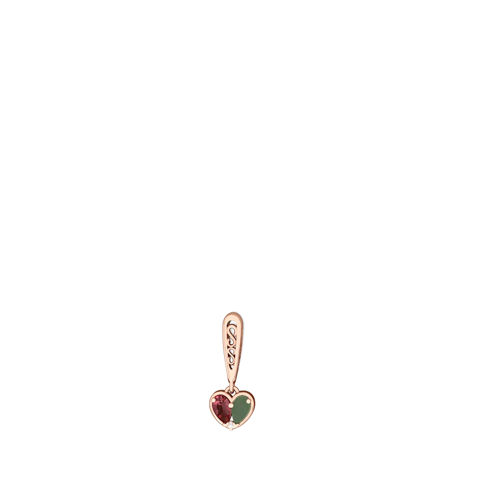 Pink Tourmaline Filligree Heart 14K Rose Gold earrings E5070