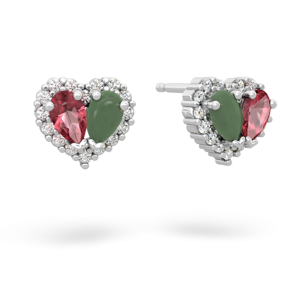 Pink Tourmaline Halo 14K White Gold earrings E7008