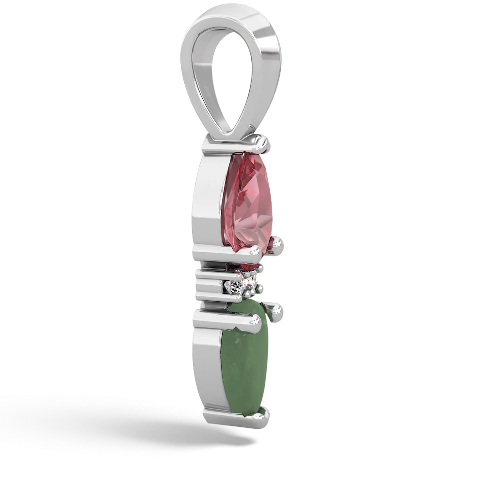 Pink Tourmaline Bowtie Drop 14K White Gold pendant P0865