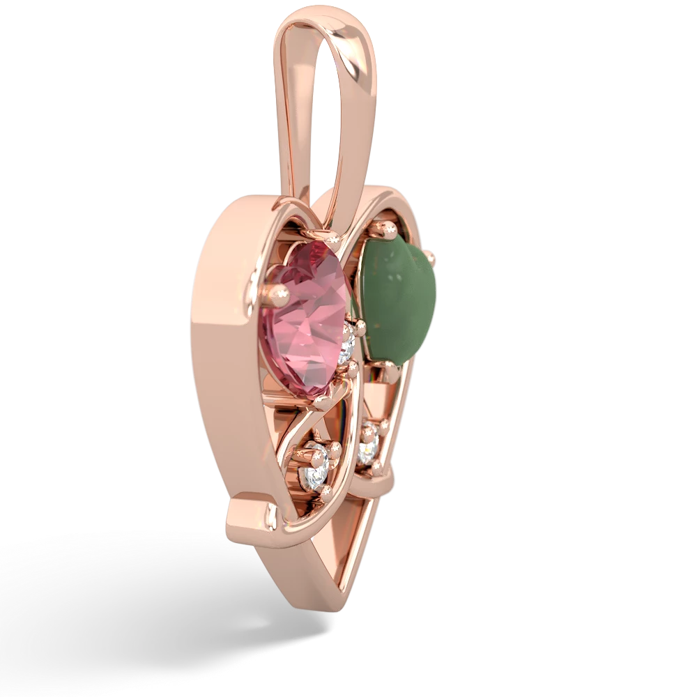 Pink Tourmaline Celtic Trinity Heart 14K Rose Gold pendant P5331