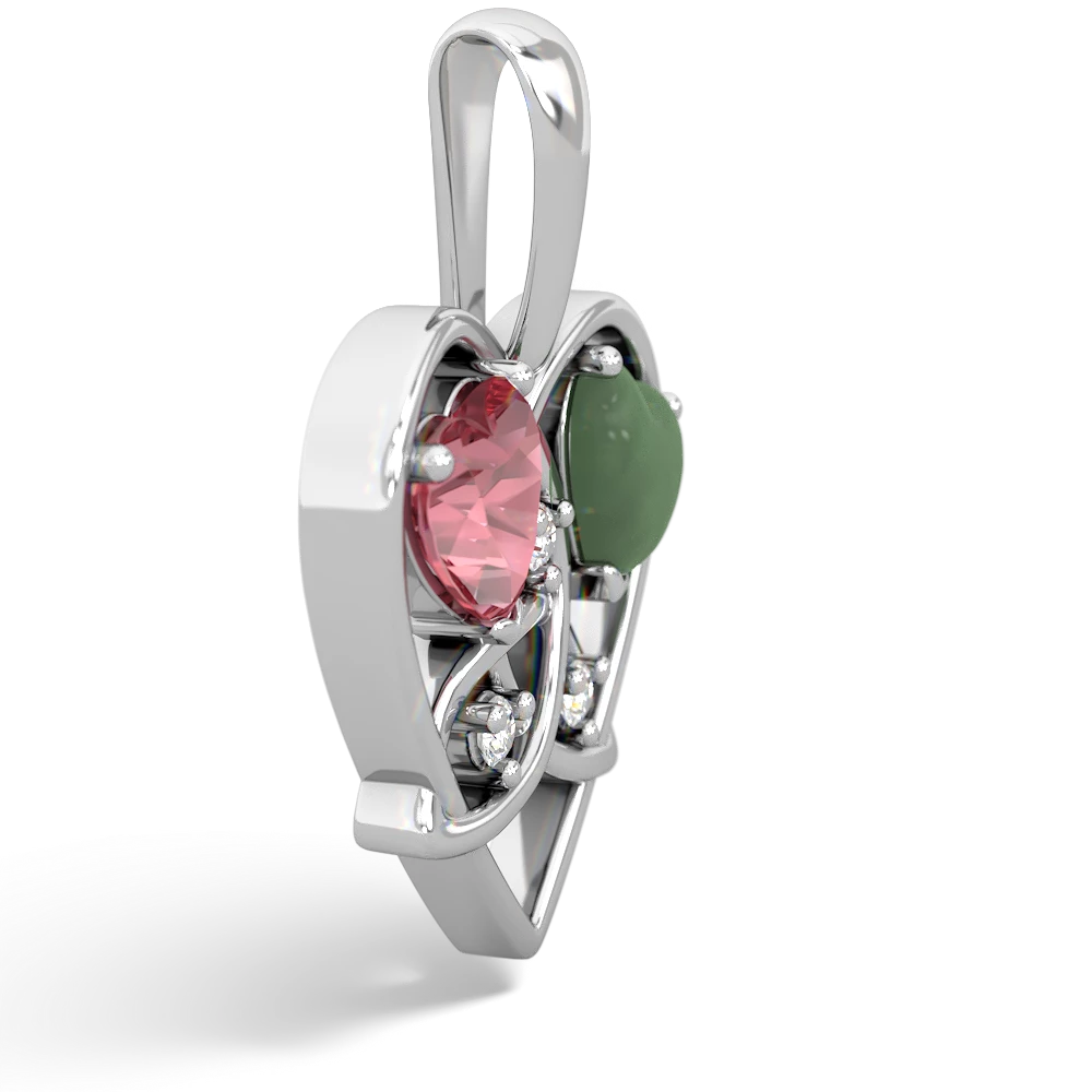 Pink Tourmaline Celtic Trinity Heart 14K White Gold pendant P5331