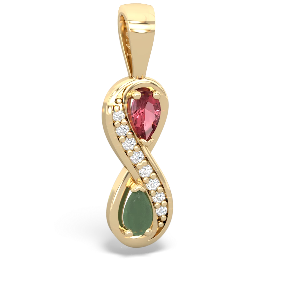 Pink Tourmaline Diamond Infinity 14K Yellow Gold pendant P5390