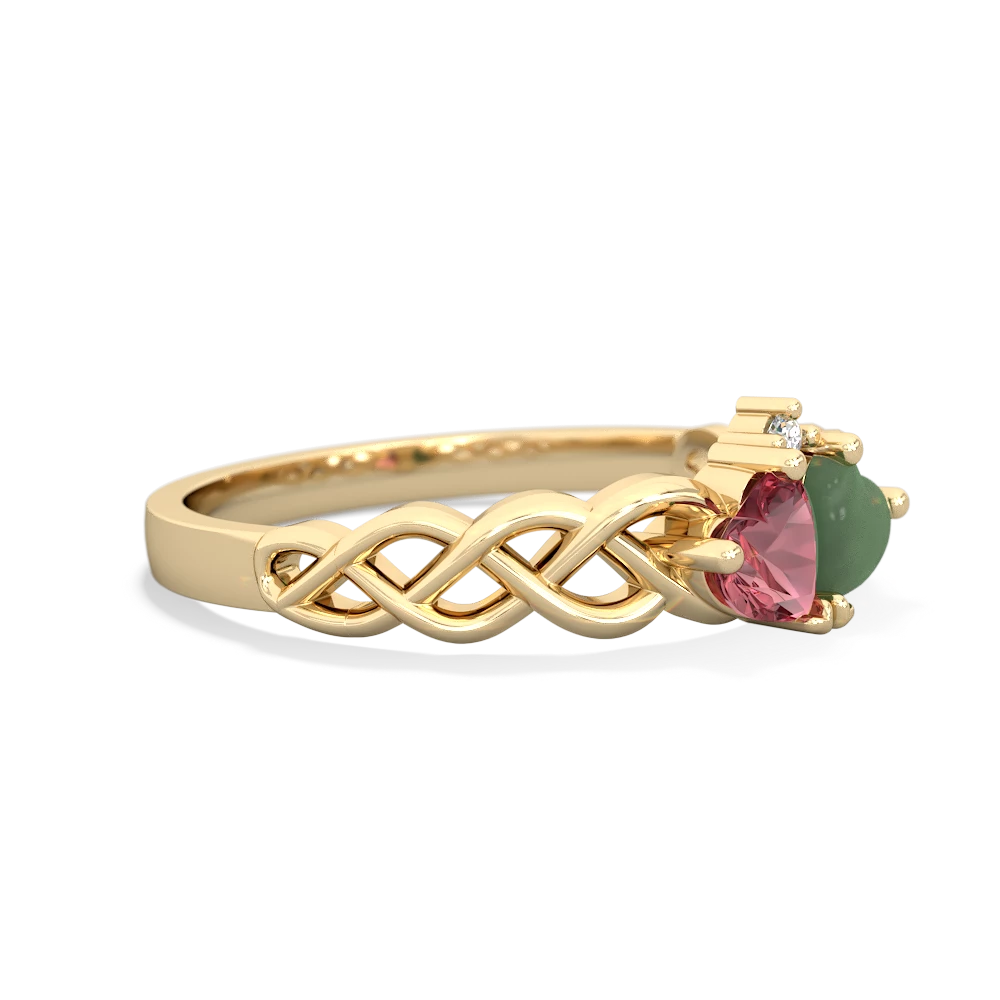 Pink Tourmaline Heart To Heart Braid 14K Yellow Gold ring R5870