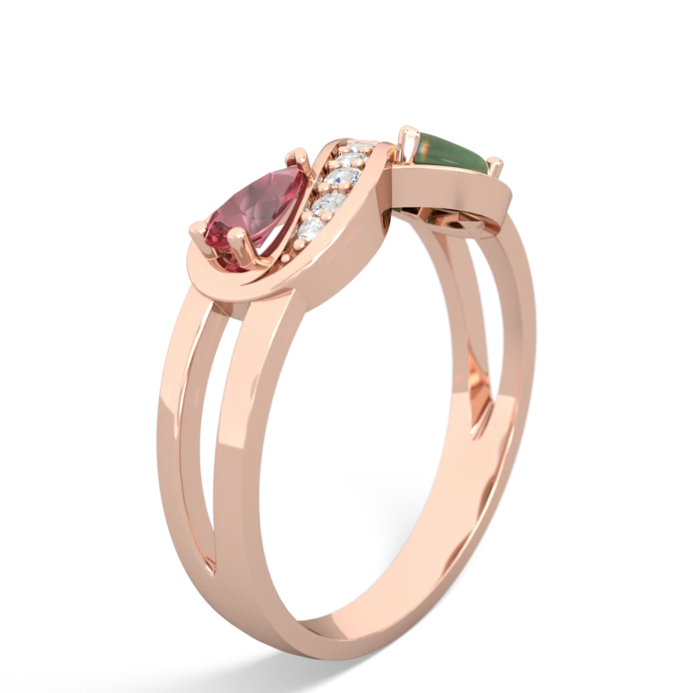 Pink Tourmaline Diamond Infinity 14K Rose Gold ring R5390