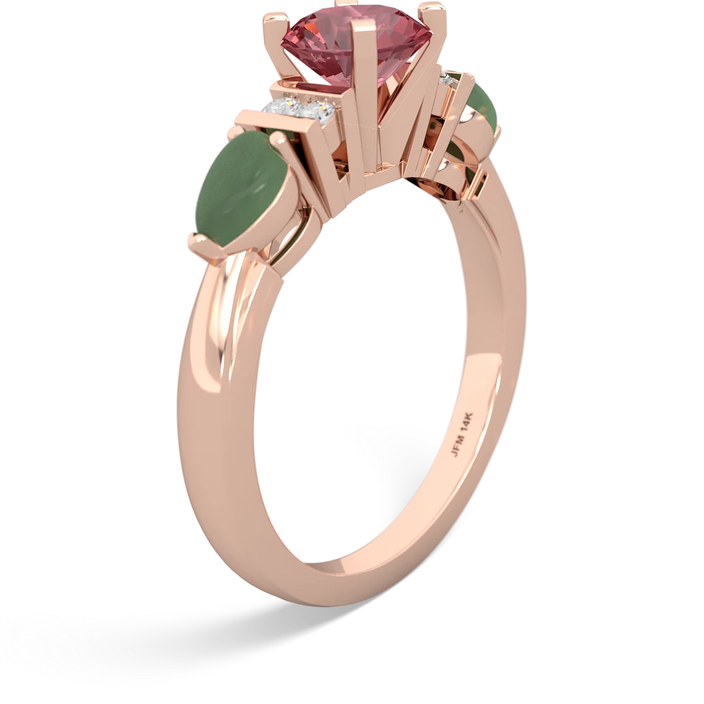 Pink Tourmaline 6Mm Round Eternal Embrace Engagement 14K Rose Gold ring R2005