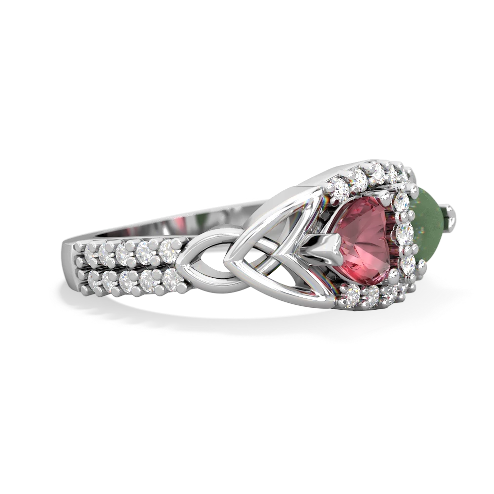 Pink Tourmaline Sparkling Celtic Knot 14K White Gold ring R2645