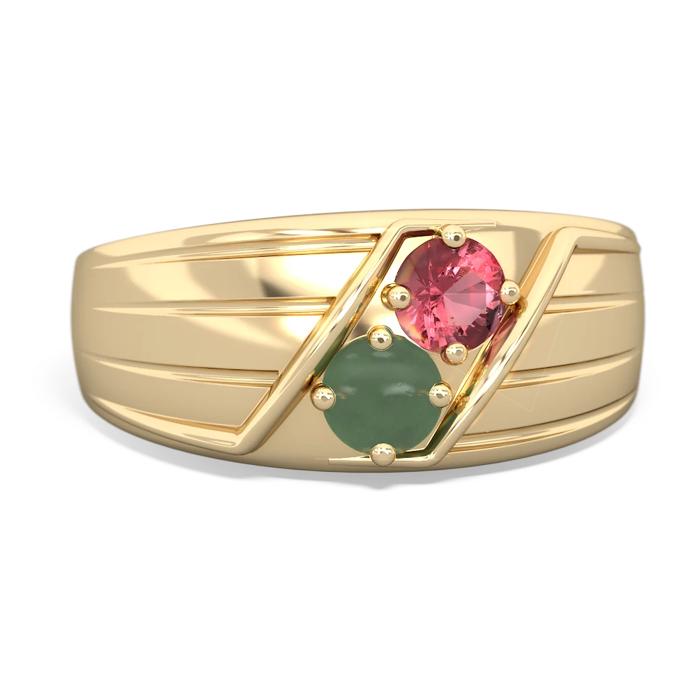 Pink Tourmaline Men's Streamline 14K Yellow Gold ring R0460