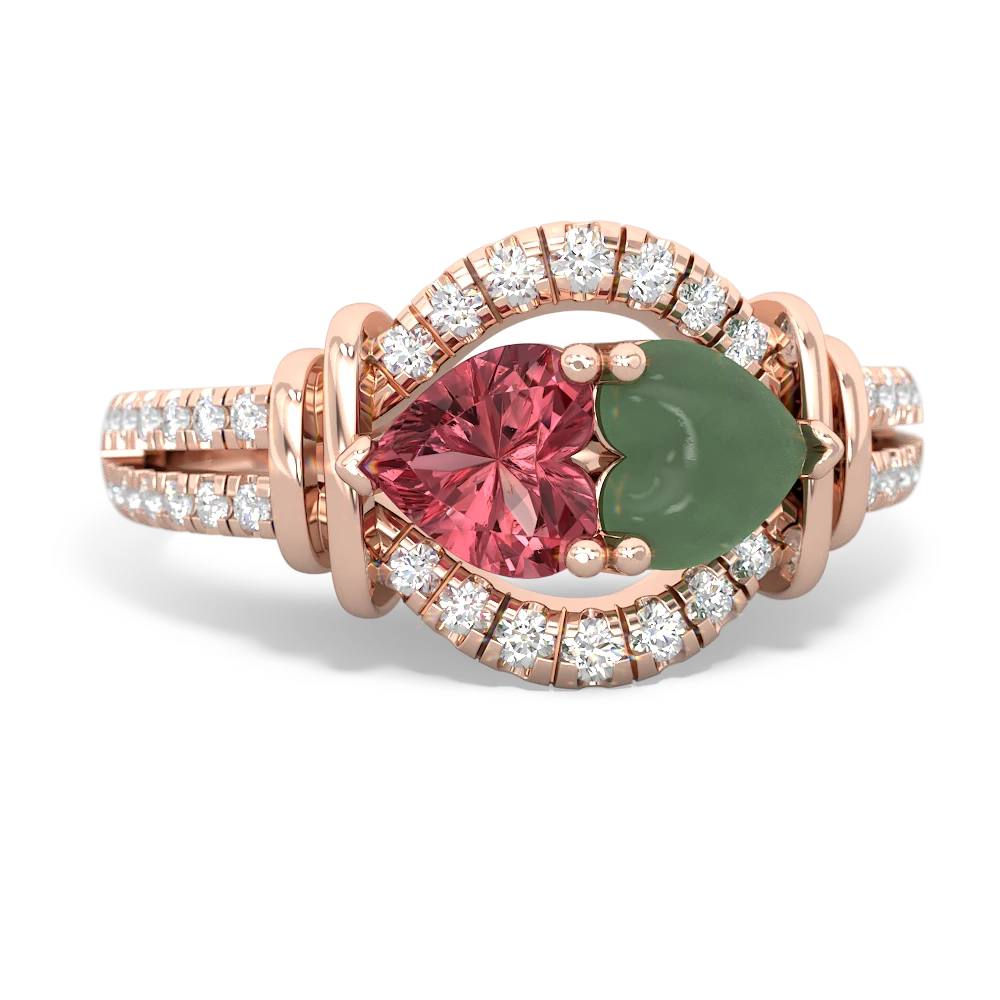 Pink Tourmaline Art-Deco Keepsake 14K Rose Gold ring R5630