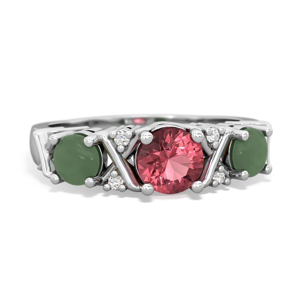 Pink Tourmaline Hugs And Kisses 14K White Gold ring R5016