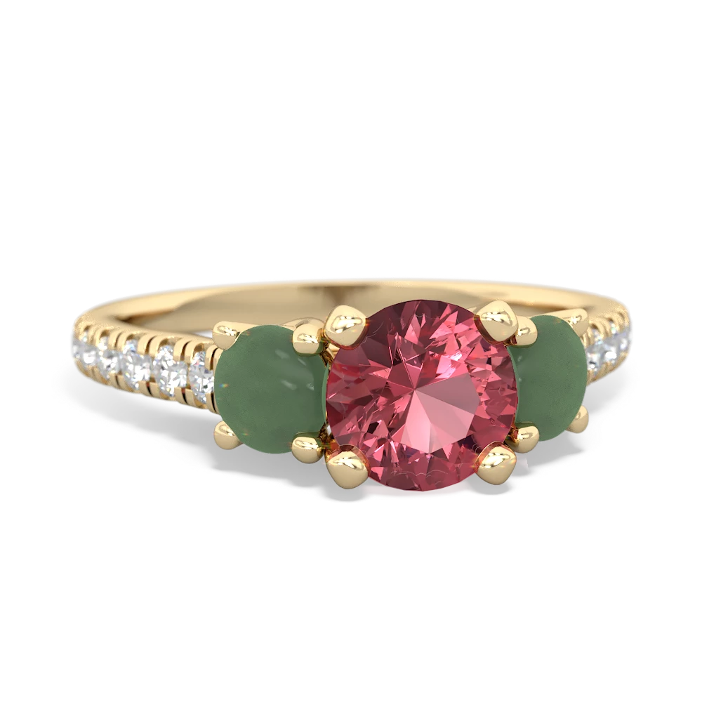 Pink Tourmaline Pave Trellis 14K Yellow Gold ring R5500