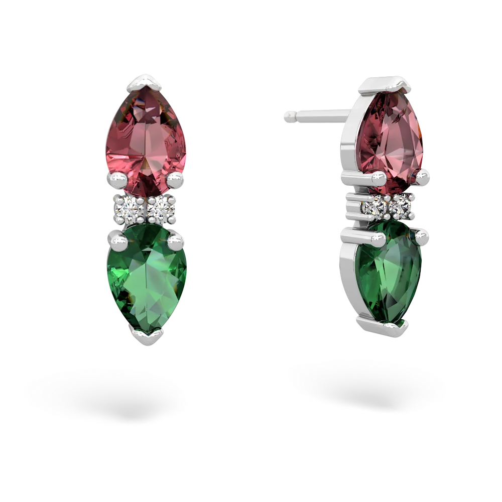 Pink Tourmaline Bowtie Drop 14K White Gold earrings E0865