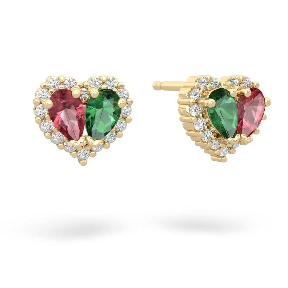 Pink Tourmaline Halo 14K Yellow Gold earrings E7008