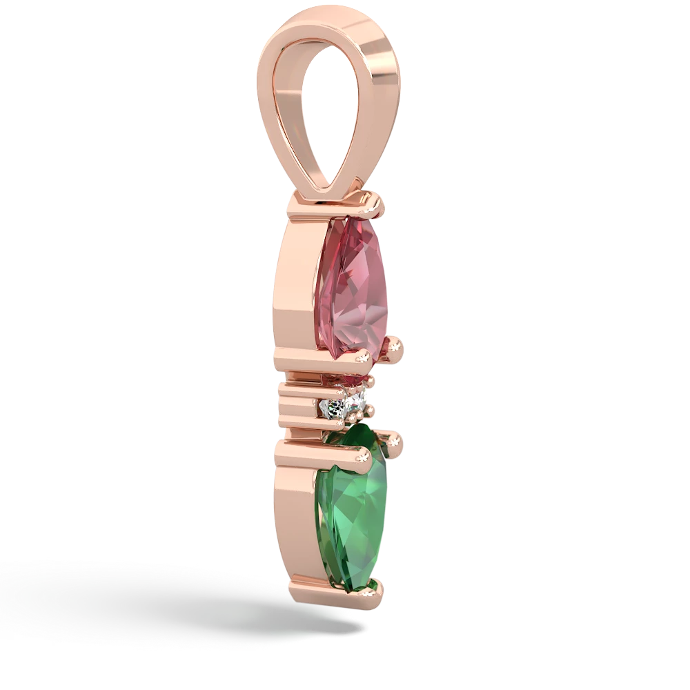 Pink Tourmaline Bowtie Drop 14K Rose Gold pendant P0865