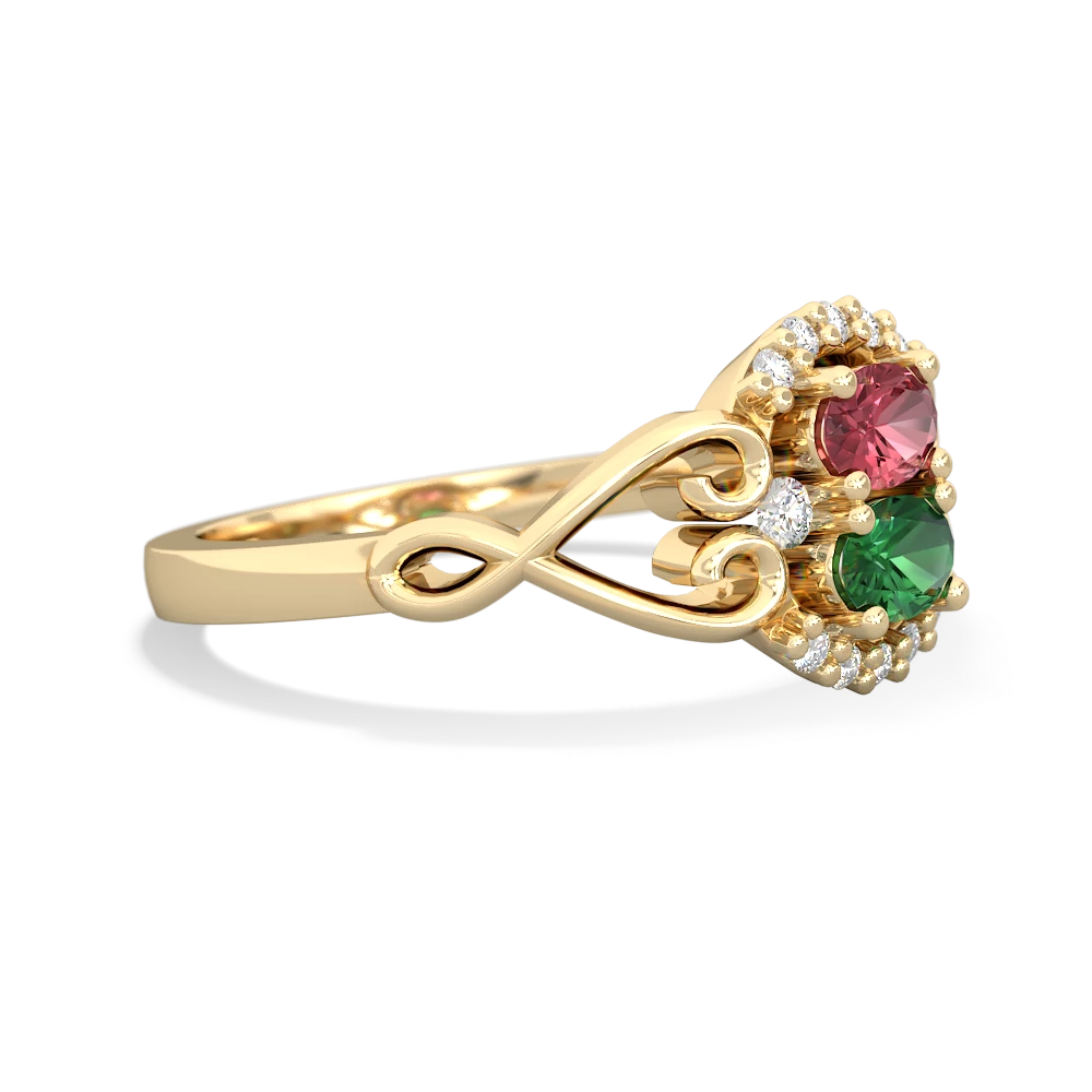 Pink Tourmaline Love Nest 14K Yellow Gold ring R5860