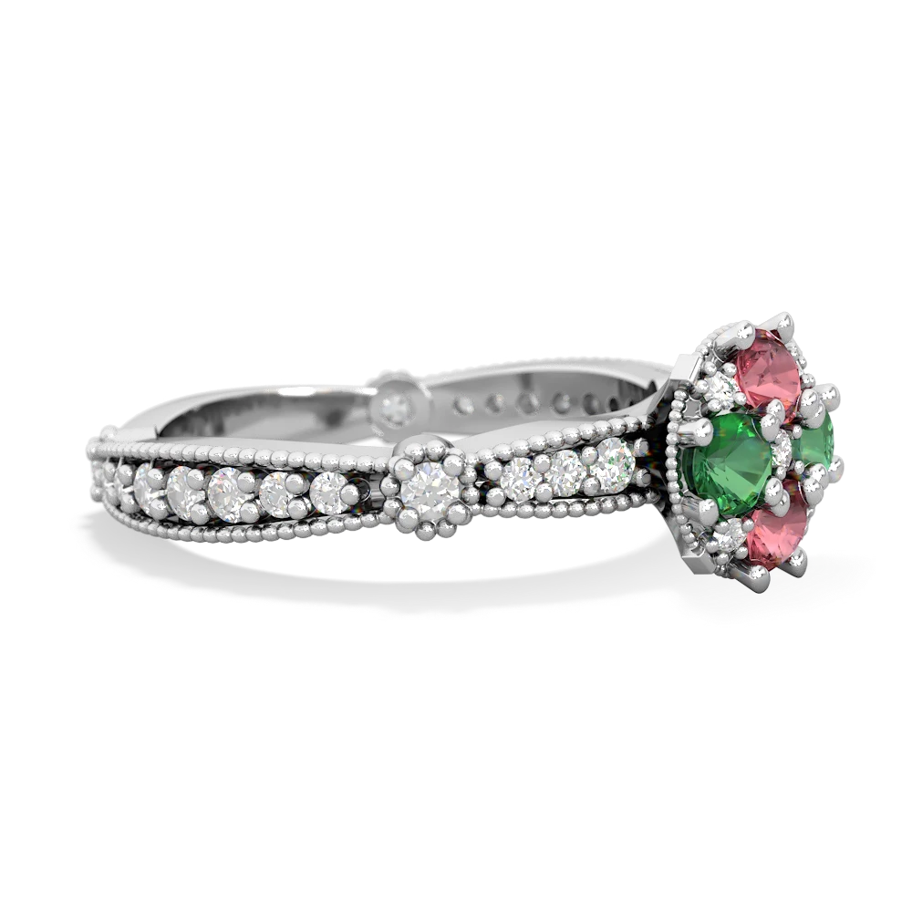 Pink Tourmaline Sparkling Tiara Cluster 14K White Gold ring R26293RD