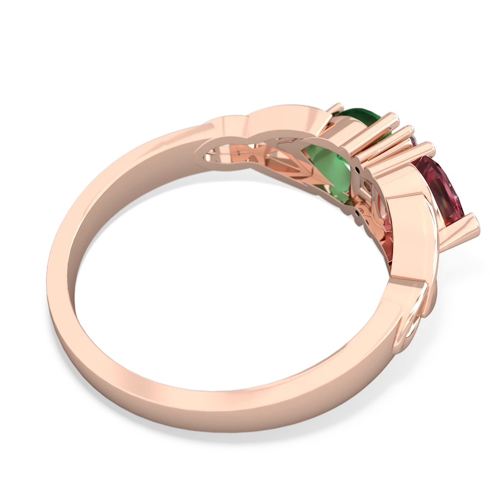 Pink Tourmaline Celtic Knot Double Heart 14K Rose Gold ring R5040