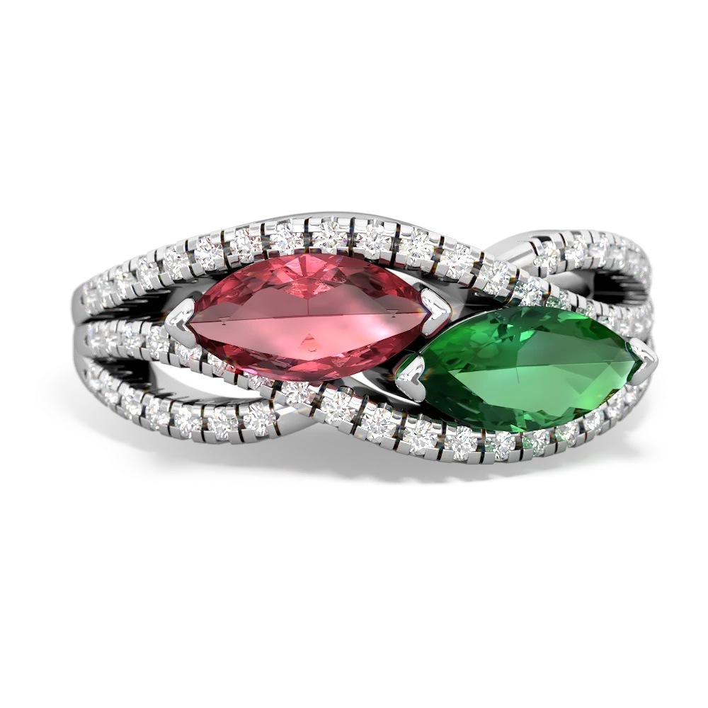 Pink Tourmaline Diamond Rivers 14K White Gold ring R3070