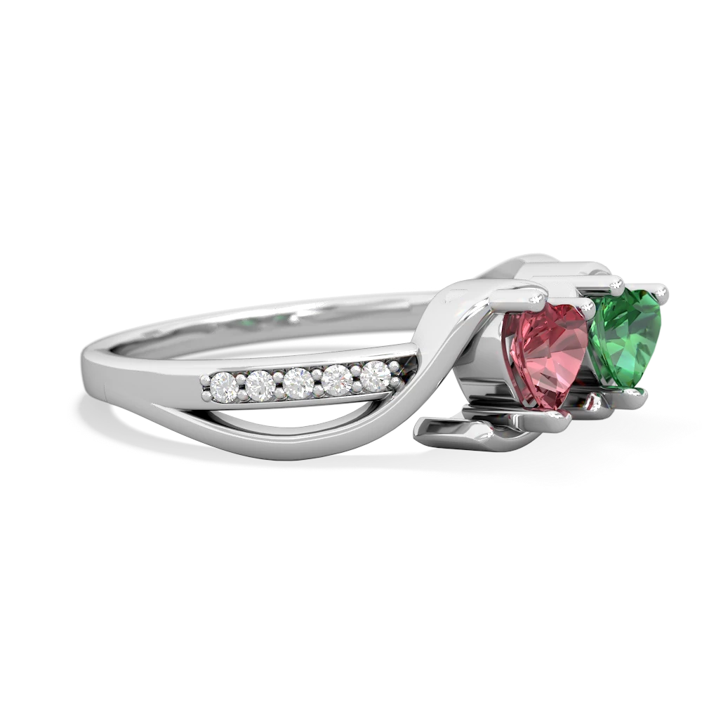 Pink Tourmaline Side By Side 14K White Gold ring R3090