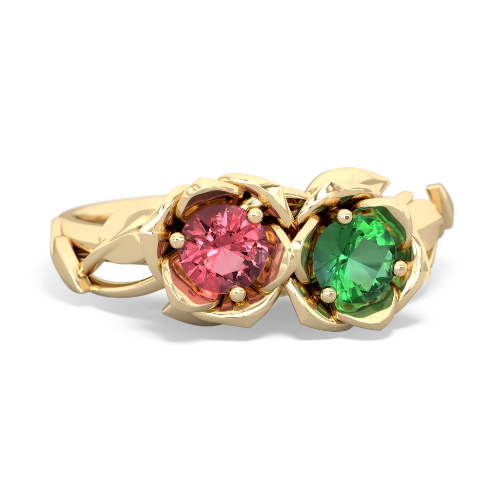 Pink Tourmaline Rose Garden 14K Yellow Gold ring R5510