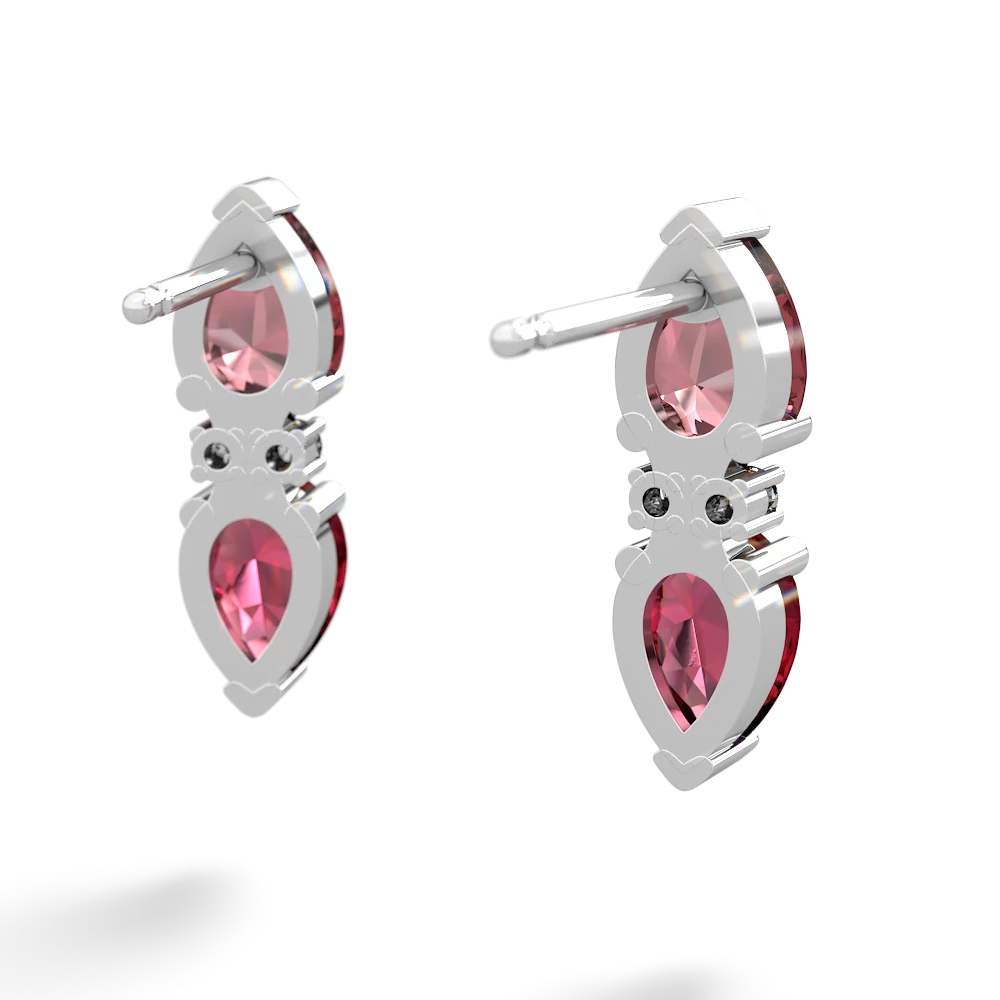 Pink Tourmaline Bowtie Drop 14K White Gold earrings E0865