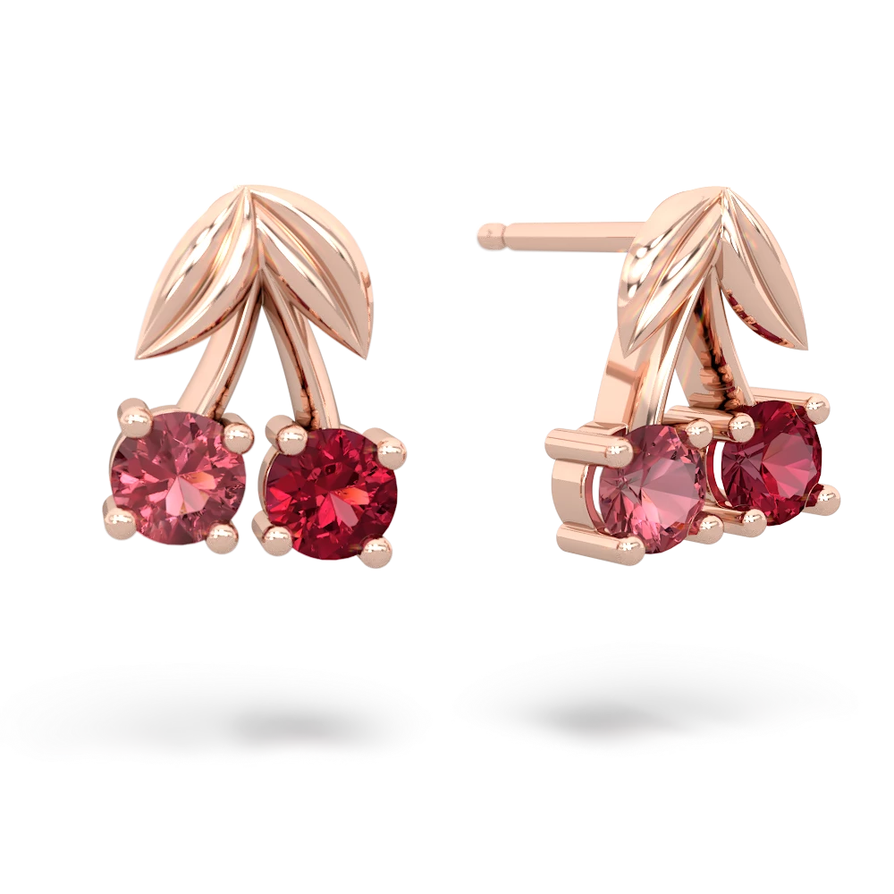 Pink Tourmaline Sweet Cherries 14K Rose Gold earrings E7001