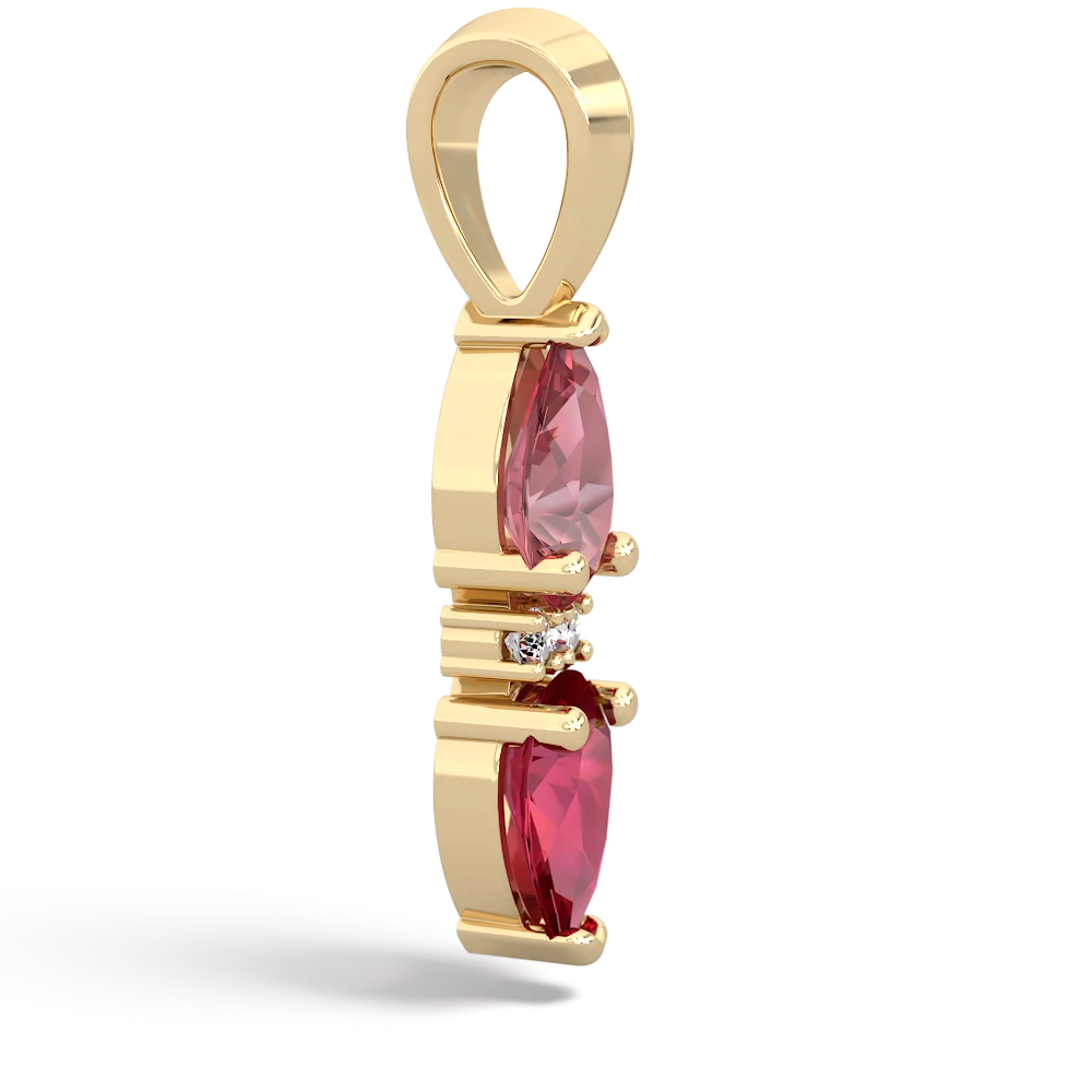 Pink Tourmaline Bowtie Drop 14K Yellow Gold pendant P0865