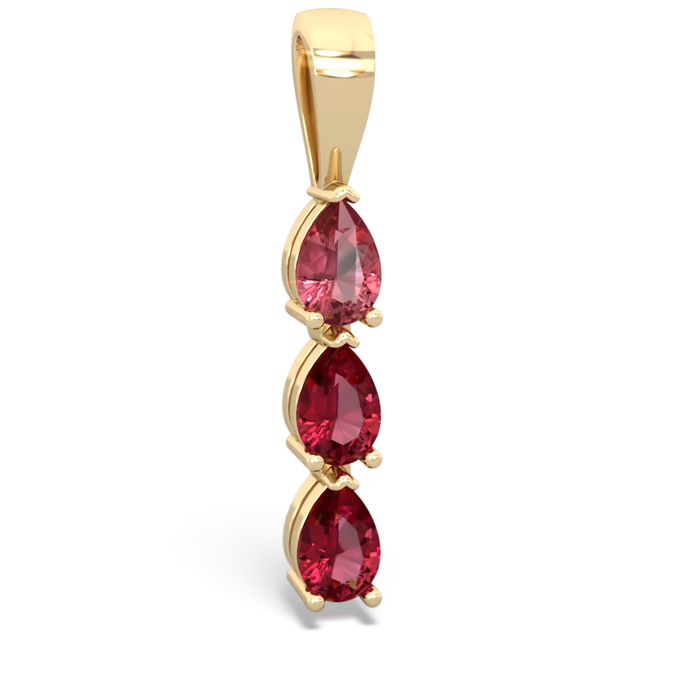 Pink Tourmaline Dew Drops 14K Yellow Gold pendant P2251