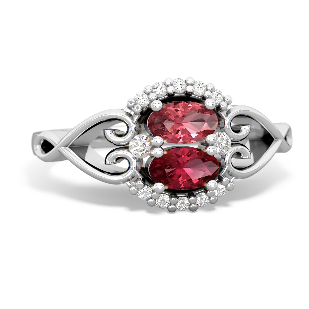 Pink Tourmaline Love Nest 14K White Gold ring R5860