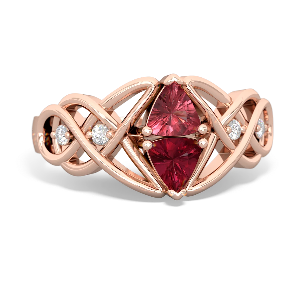 Pink Tourmaline Keepsake Celtic Knot 14K Rose Gold ring R5300