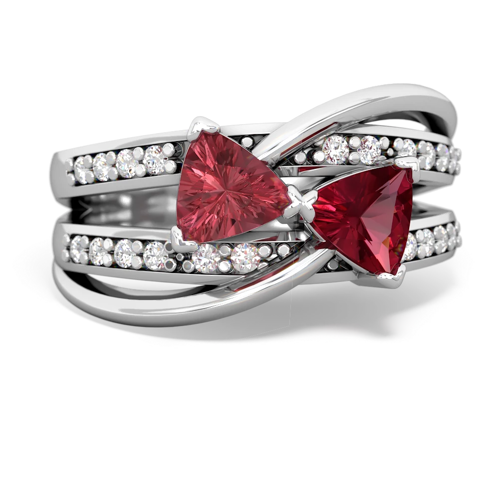 Pink Tourmaline Bowtie 14K White Gold ring R2360