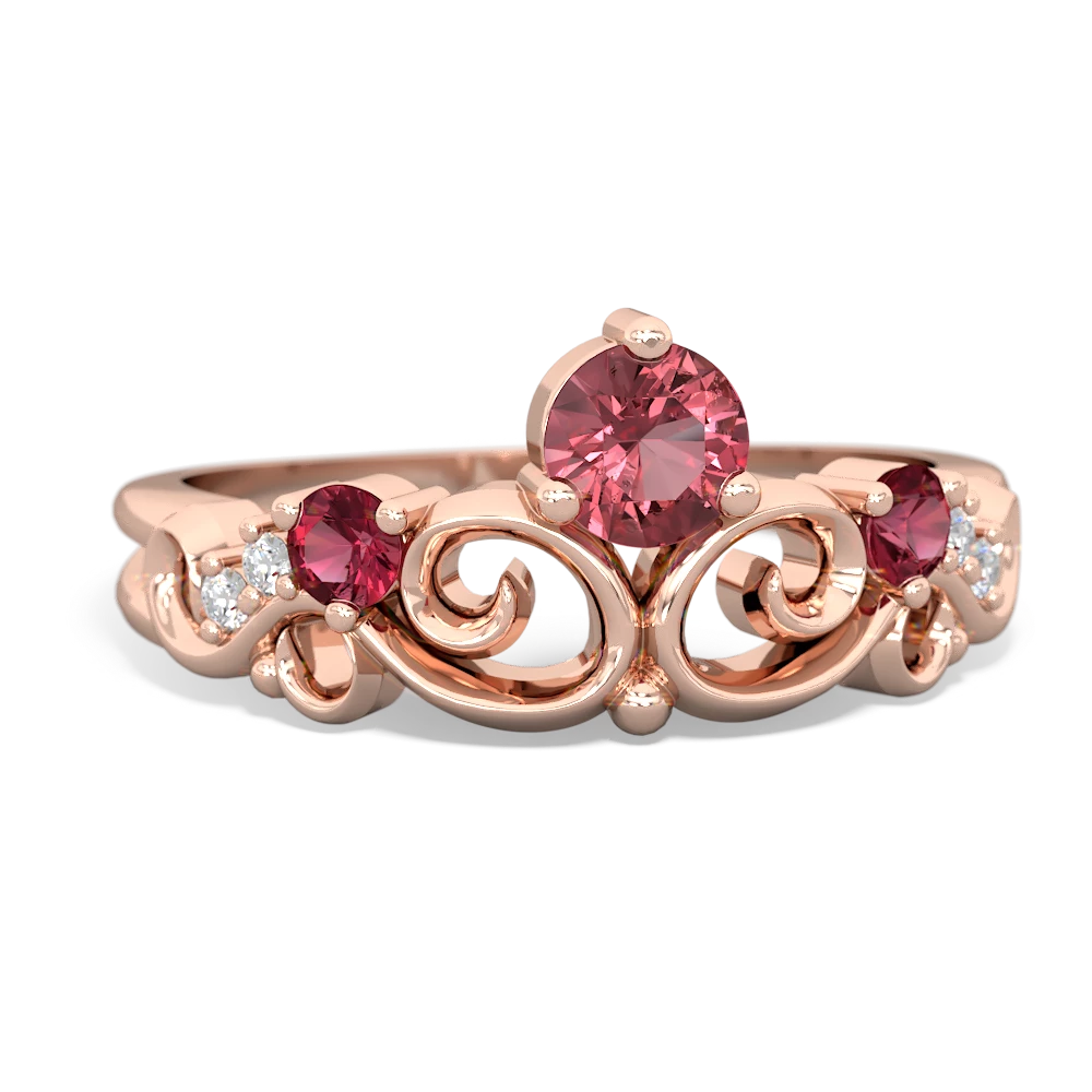 Pink Tourmaline,Lab Ruby Tanzanite Crown Keepsake ring - 14K Rose Gold  |JewelsForMe