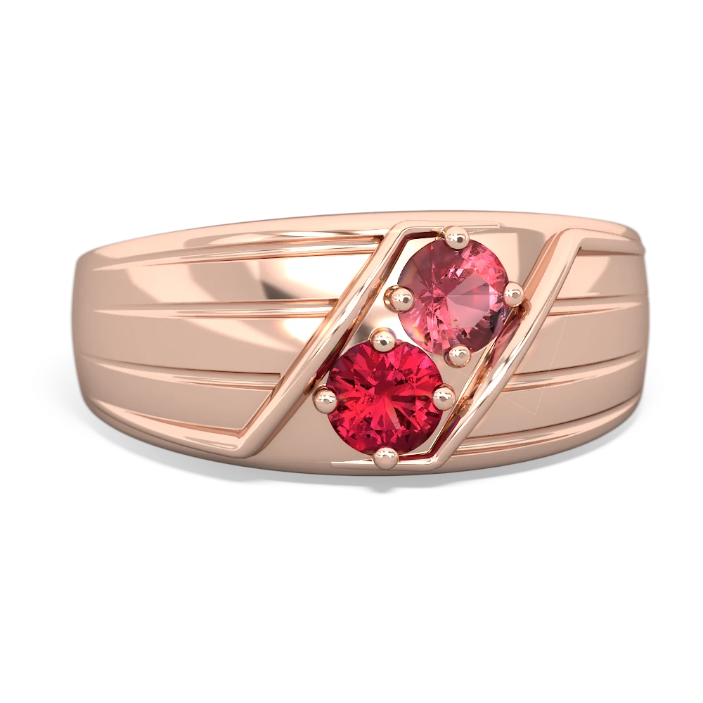 Pink Tourmaline Men's Streamline 14K Rose Gold ring R0460