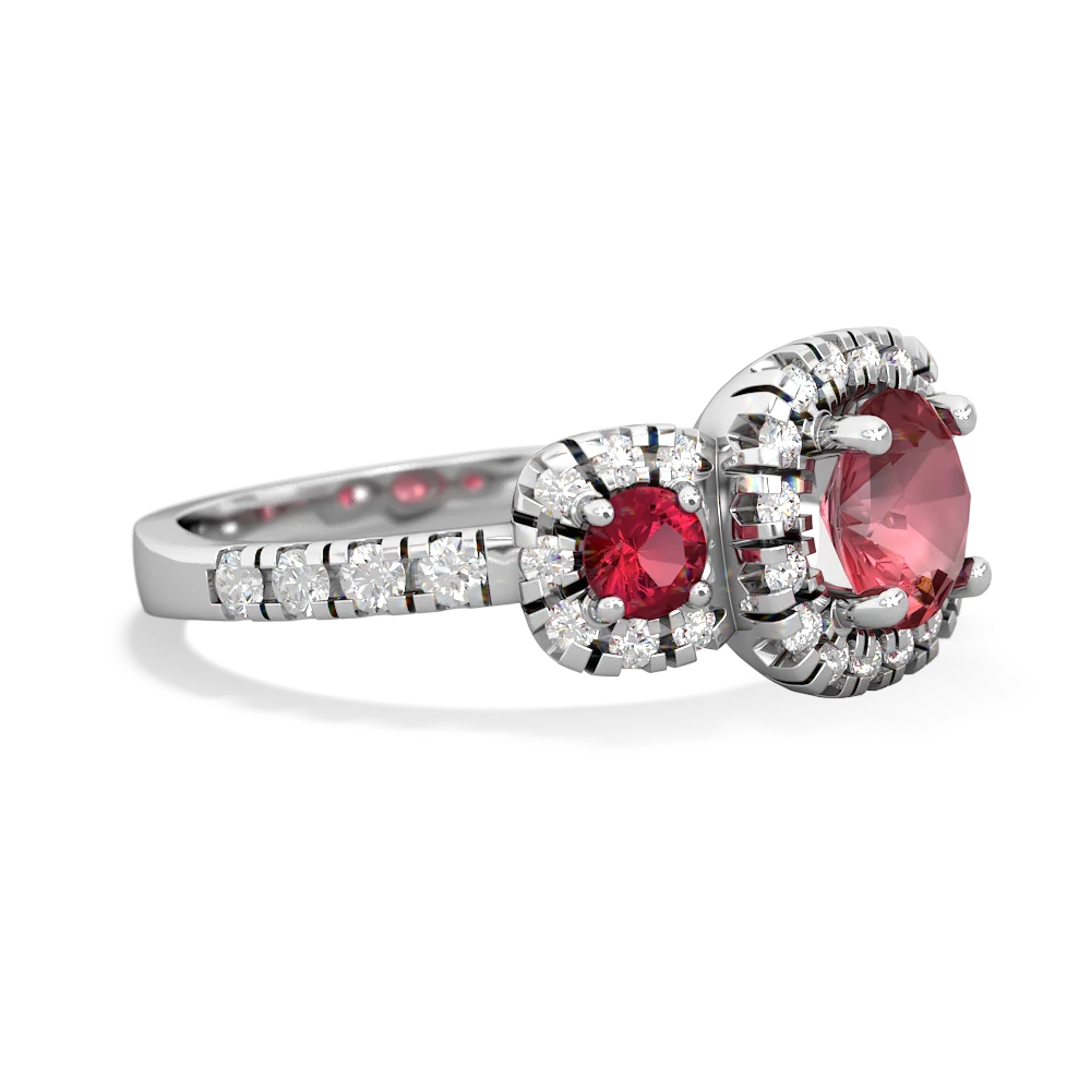 Pink Tourmaline Regal Halo 14K White Gold ring R5350