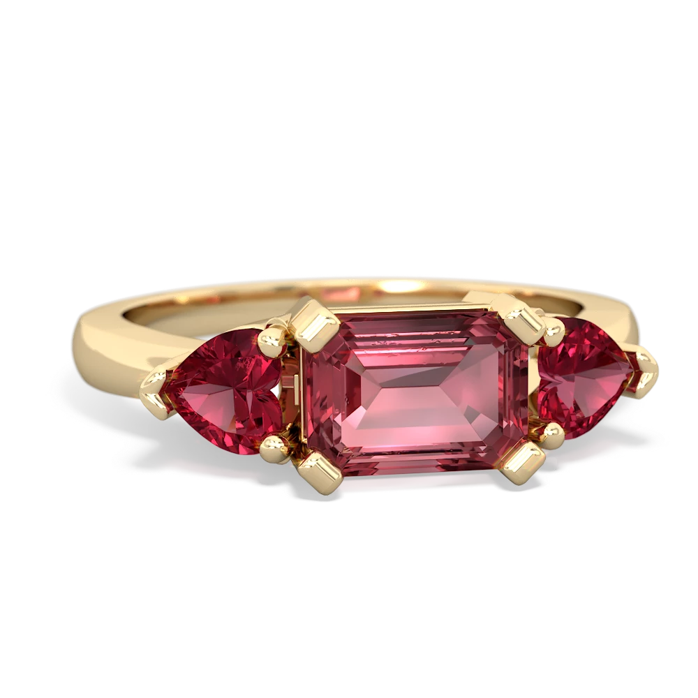 Pink Tourmaline Three Stone 14K Yellow Gold ring R5235