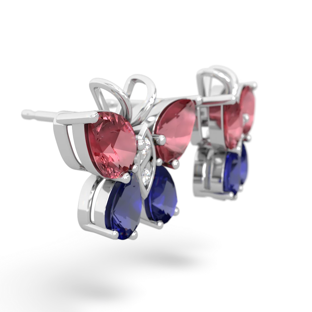 Pink Tourmaline Butterfly 14K White Gold earrings E2215