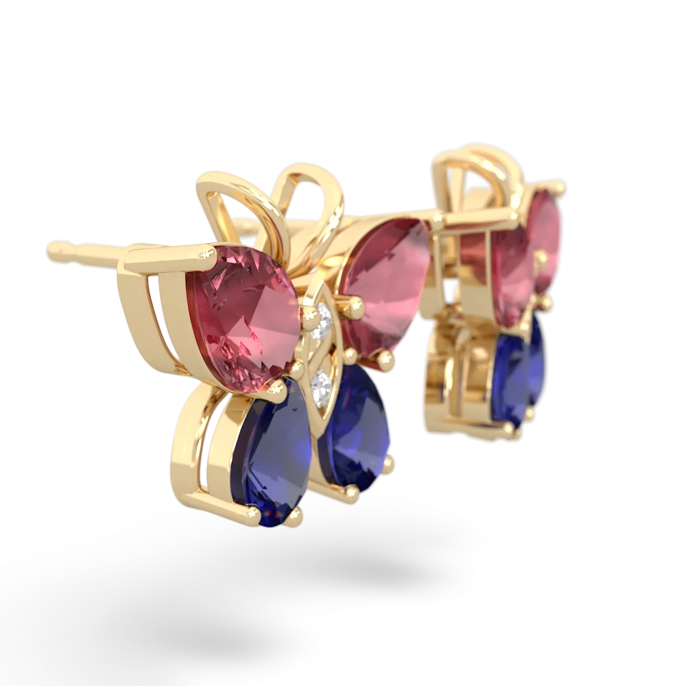 Pink Tourmaline Butterfly 14K Yellow Gold earrings E2215