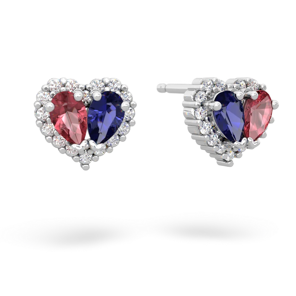 Pink Tourmaline Halo 14K White Gold earrings E7008