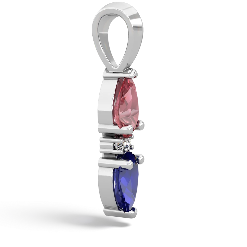 Pink Tourmaline Bowtie Drop 14K White Gold pendant P0865