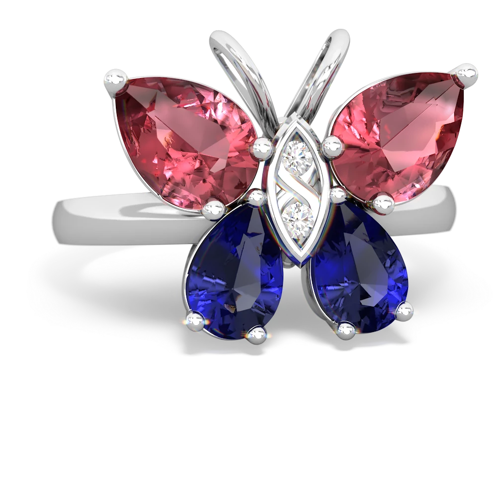 Pink Tourmaline Butterfly 14K White Gold ring R2215