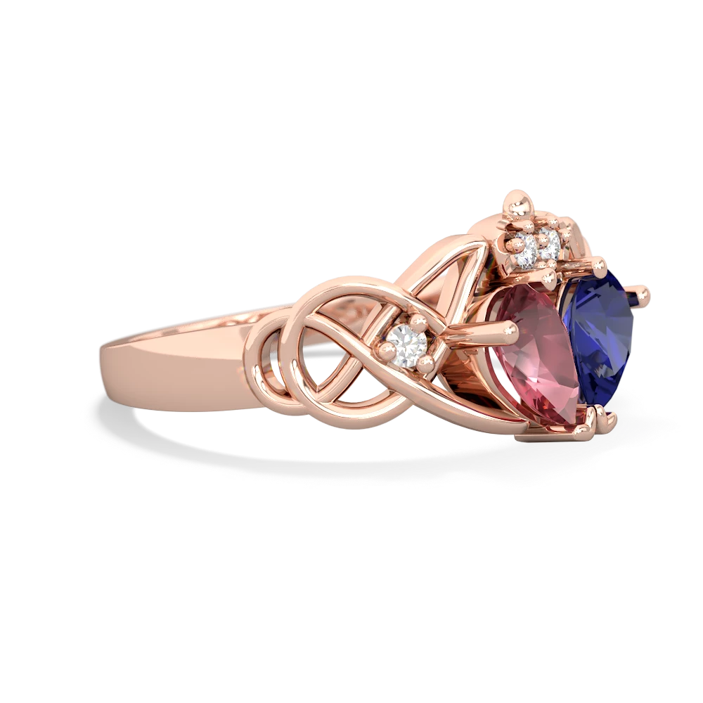 Pink Tourmaline 'One Heart' Celtic Knot Claddagh 14K Rose Gold ring R5322