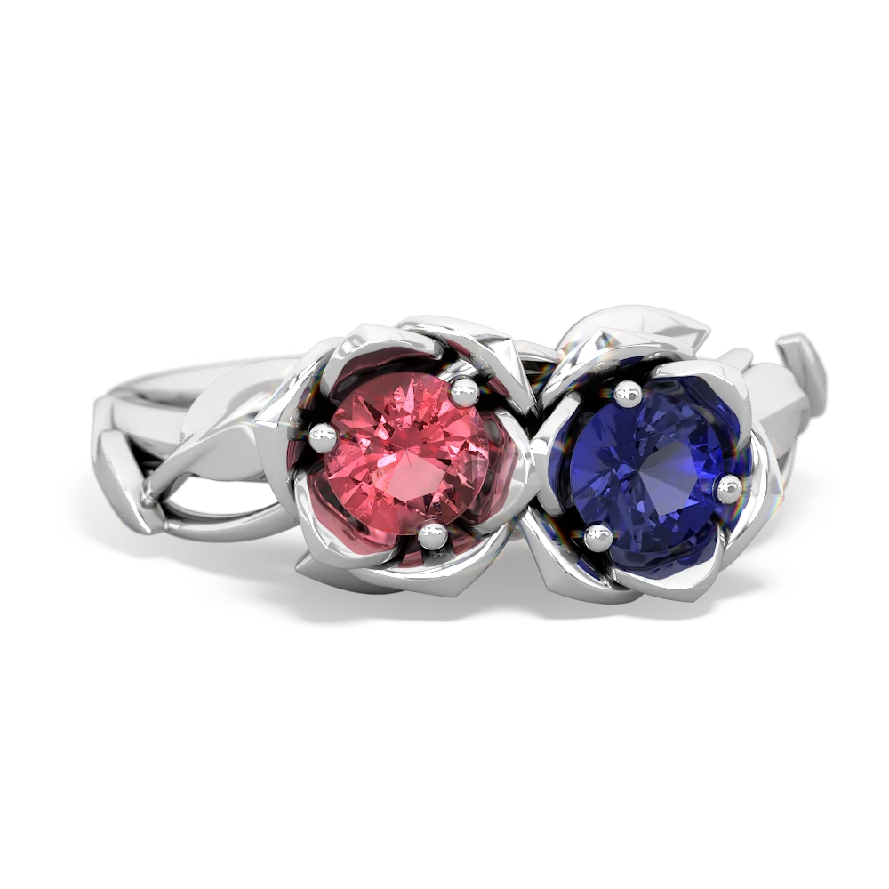 Pink Tourmaline Rose Garden 14K White Gold ring R5510