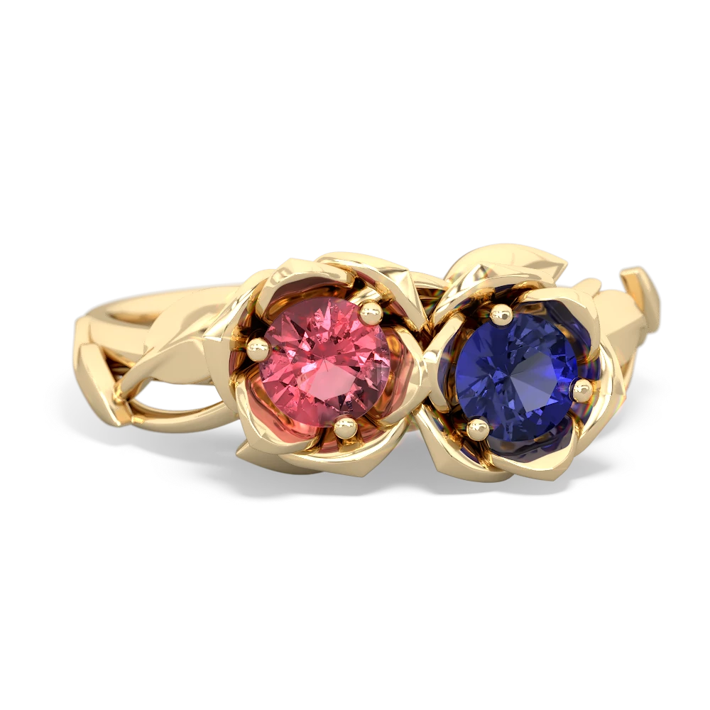 Pink Tourmaline Rose Garden 14K Yellow Gold ring R5510