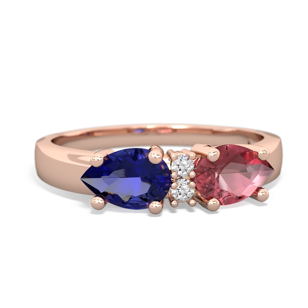 Pink Tourmaline Pear Bowtie 14K Rose Gold ring R0865